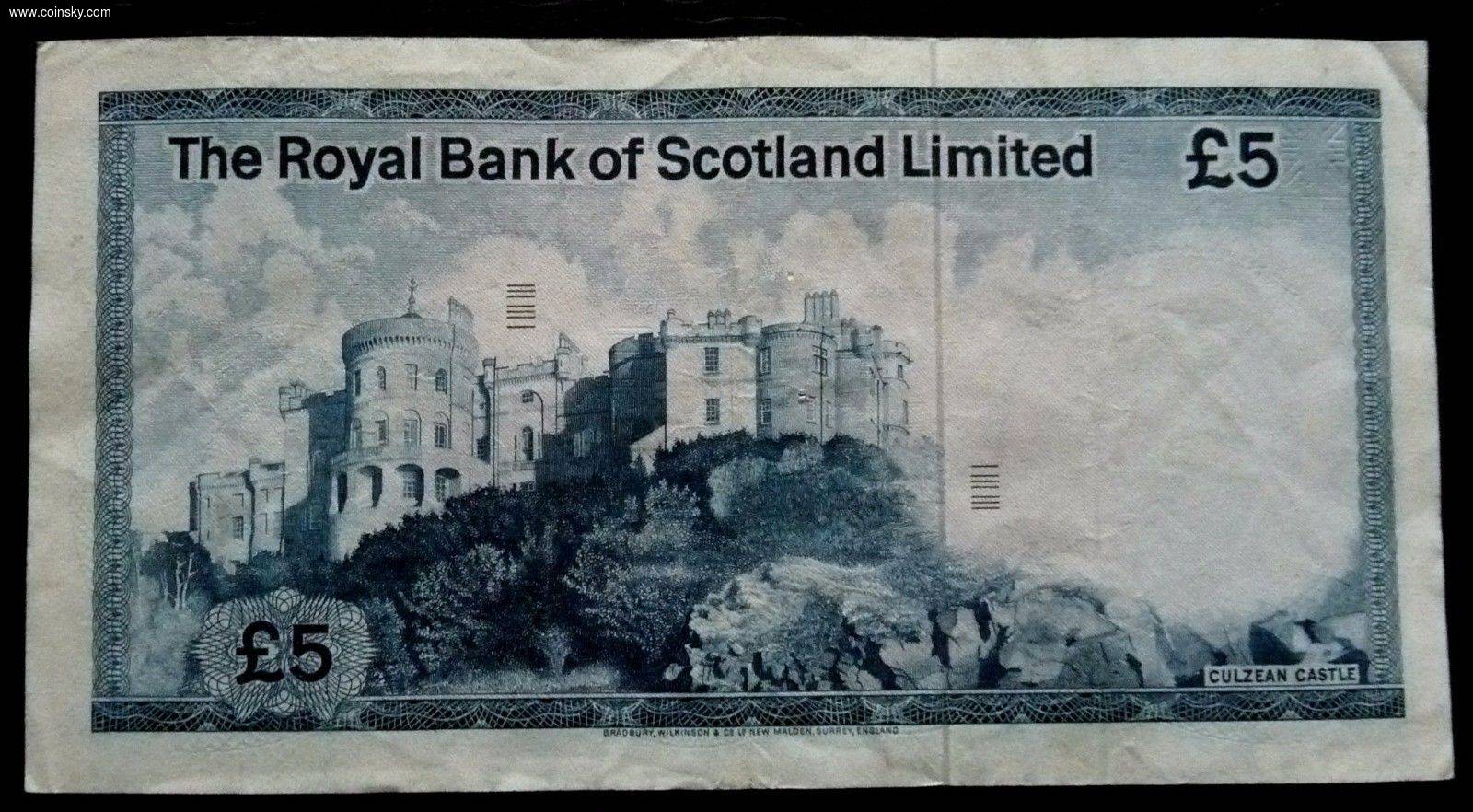 苏格兰纸币老版5镑皇家银行1976年