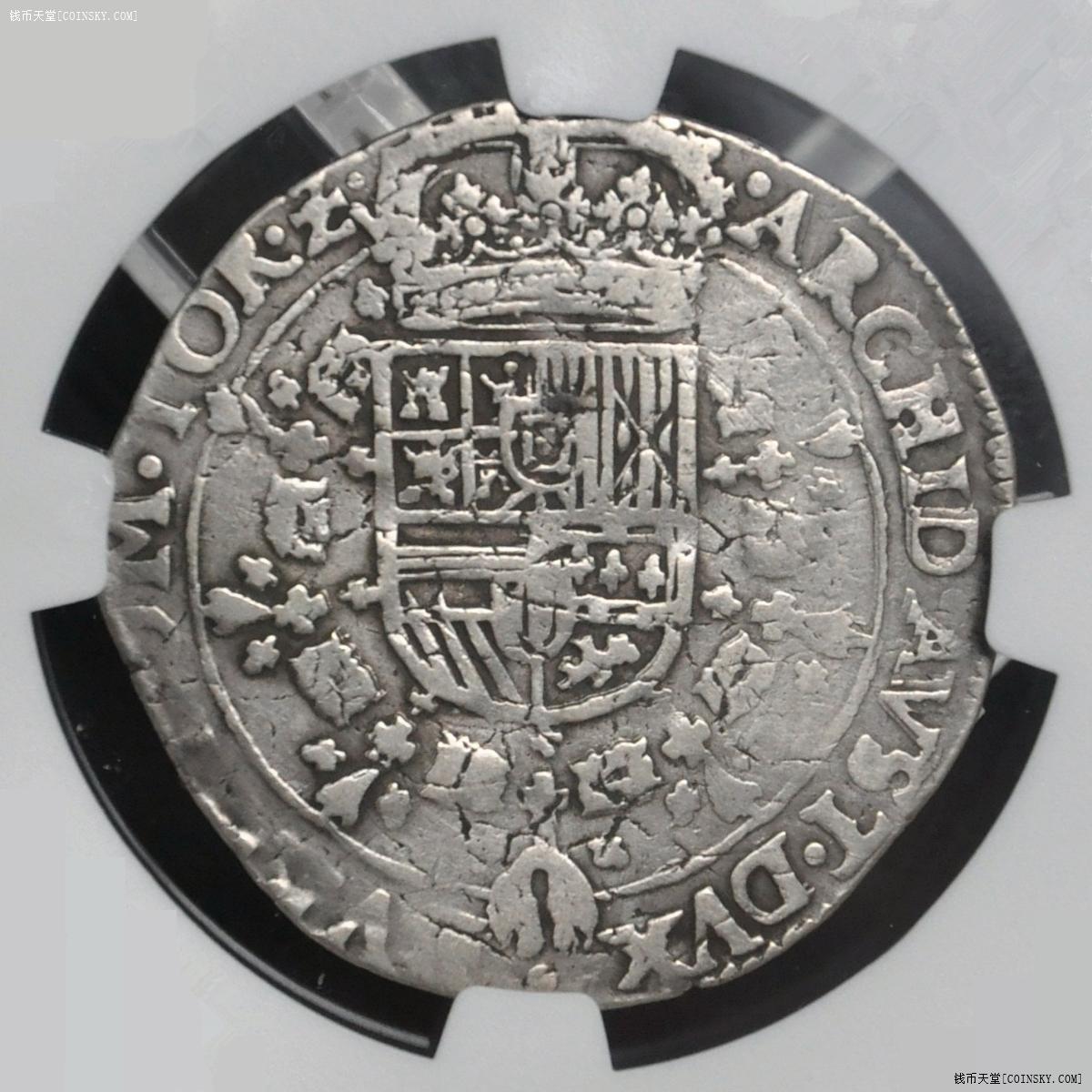 ngc-vf 西属尼德兰1633年1/2帕塔贡银币 少见面值