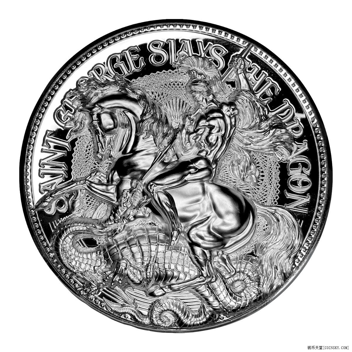 乍得2021年圣乔治屠龙精制超高浮雕铜包银双金属纪念币