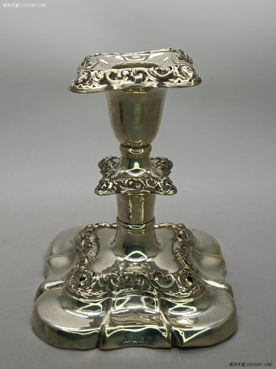 钱币天堂·交易区详情·【古董银器】英国古董蜡烛台,精美华丽,走狮银