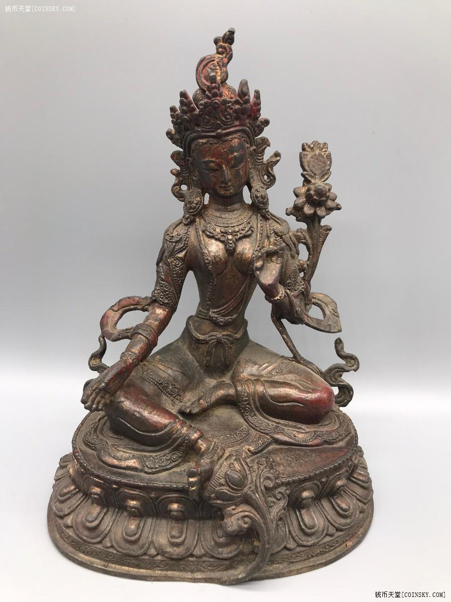 钱币天堂·交易区详情·泥金绿度母佛像摆件 工艺精湛