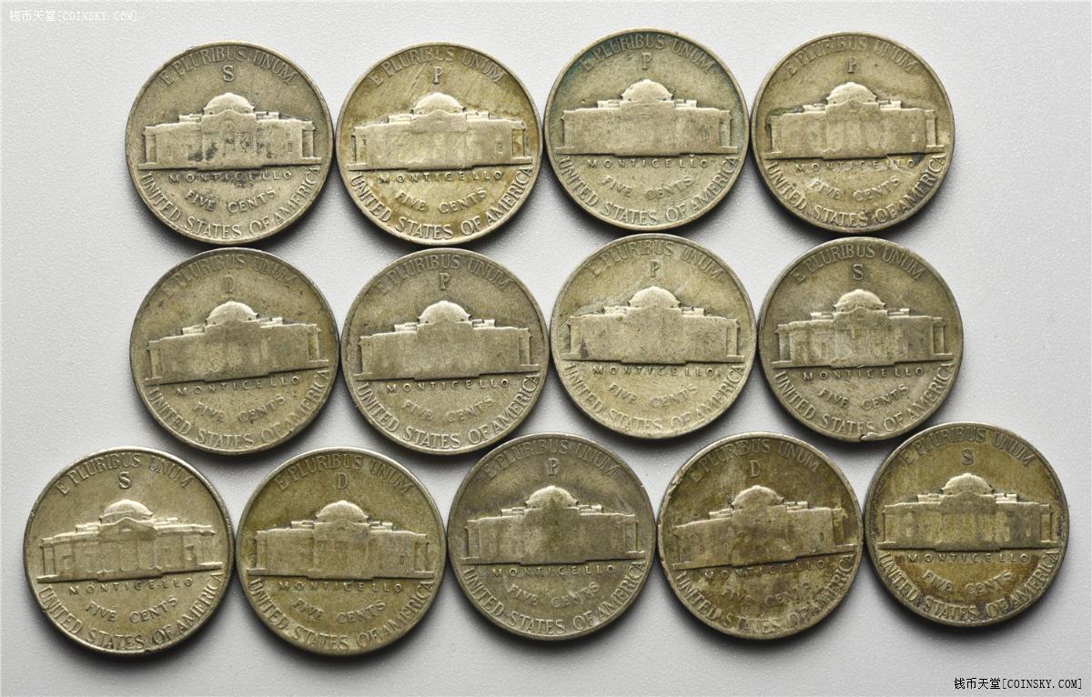 被鸽子重拍二战含银五美分一组