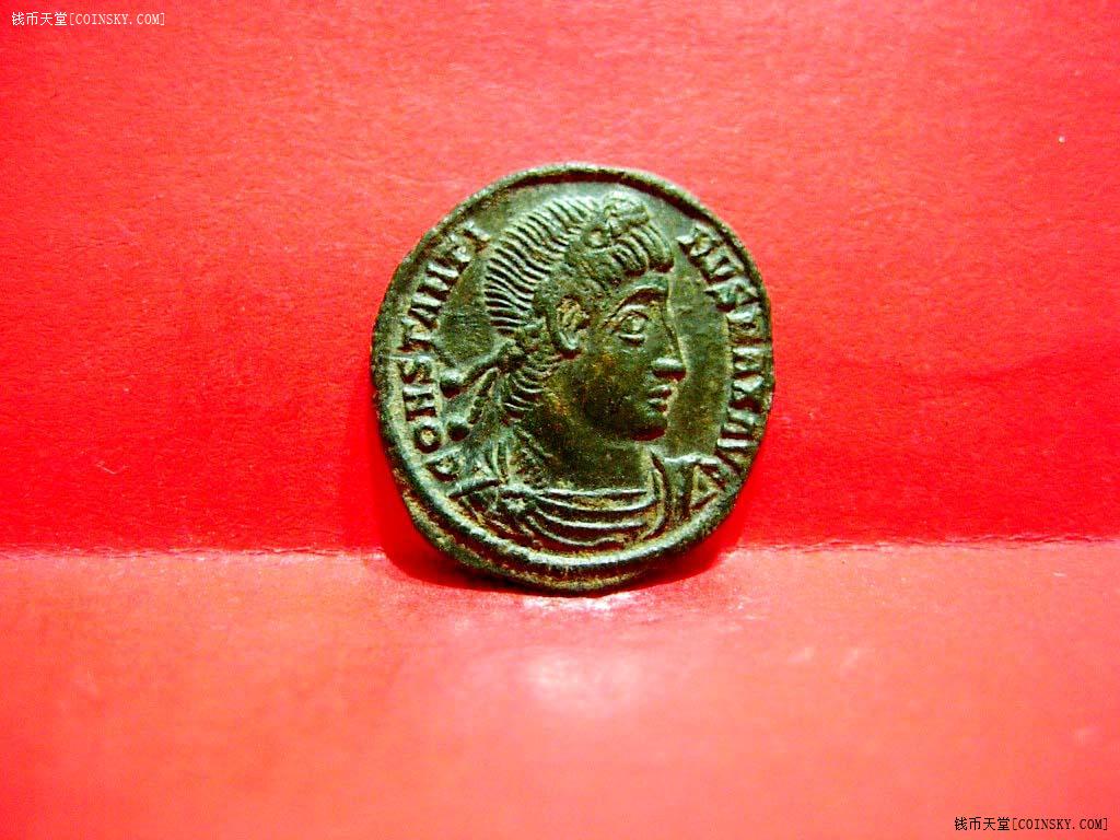 交易区详情·15极美头模罗马君士坦丁二世士兵单军旗光荣军团铜币
