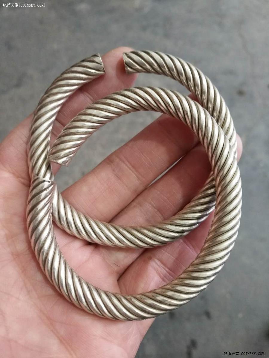 钱币天堂·交易区详情·柳丝银手镯一对