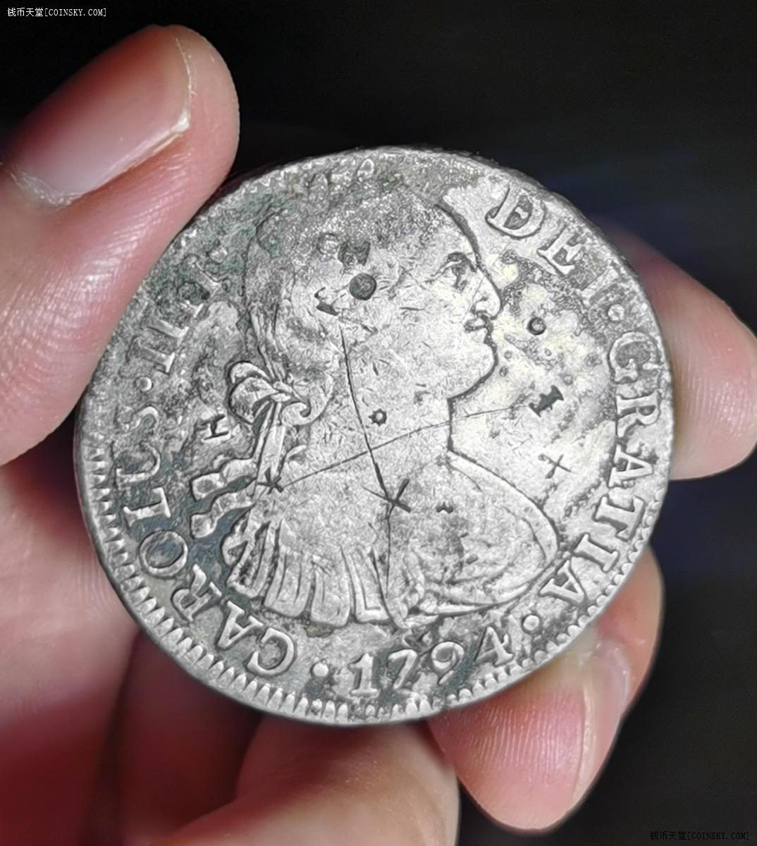 钱币天堂·交易区详情·1794年西班牙早期双柱银币