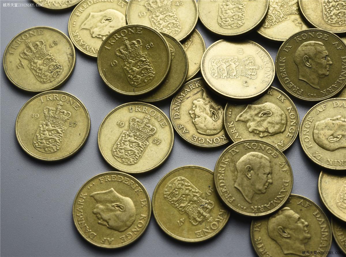 钱币天堂·交易区详情·40-50年代丹麦1克朗黄铜元59枚