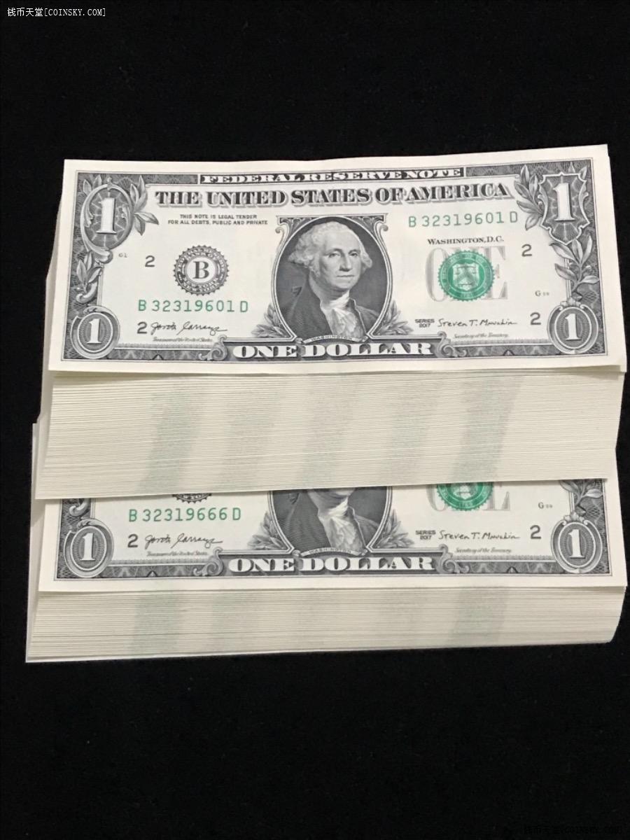 钱币天堂·交易区详情·1美元整刀百连号,号码很好,全程无4.7.