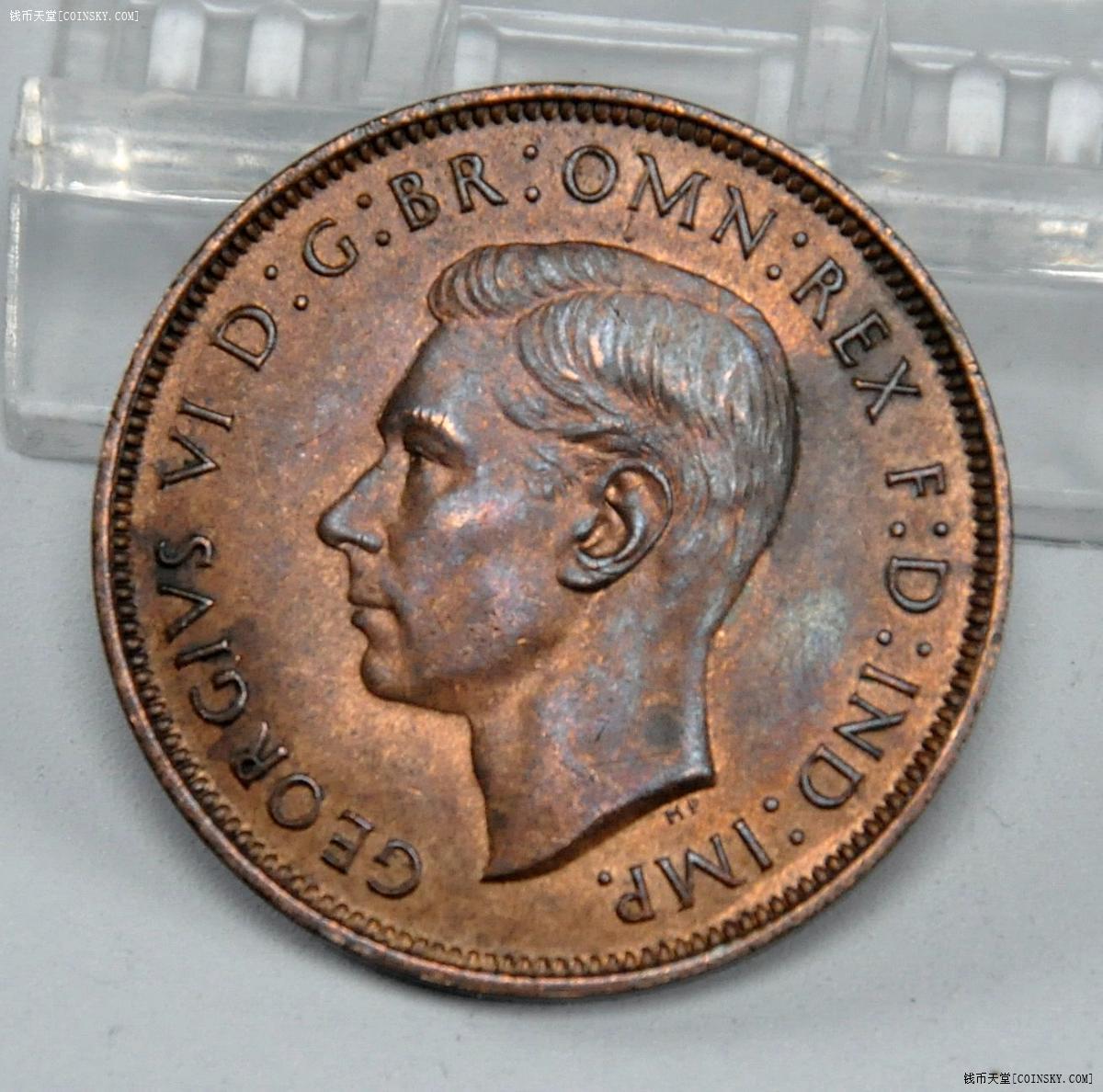 英国1947年乔治六世1便士铜币unc