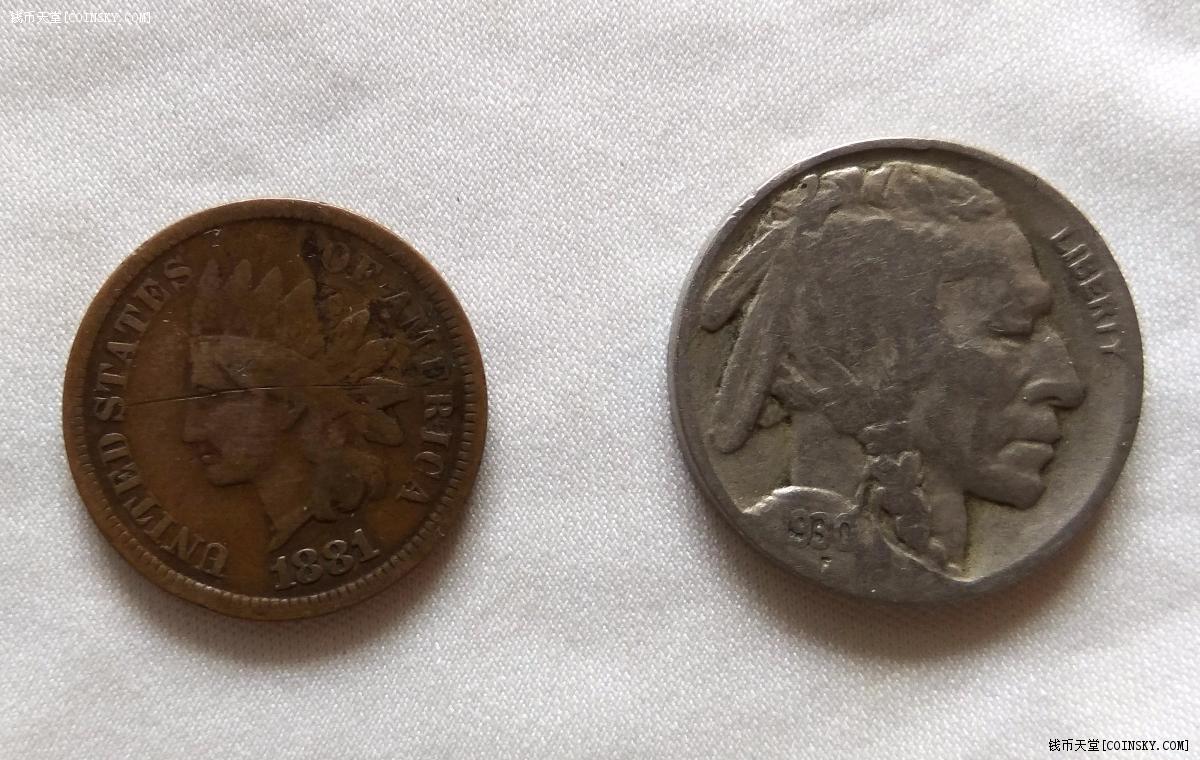 印第安人美国1分5分铜镍币