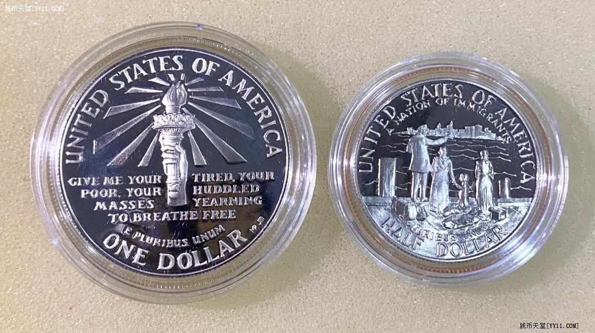 艺拍天堂·交易区详情·1986年美国自由女神精制套币一镍一银约26.73克90%