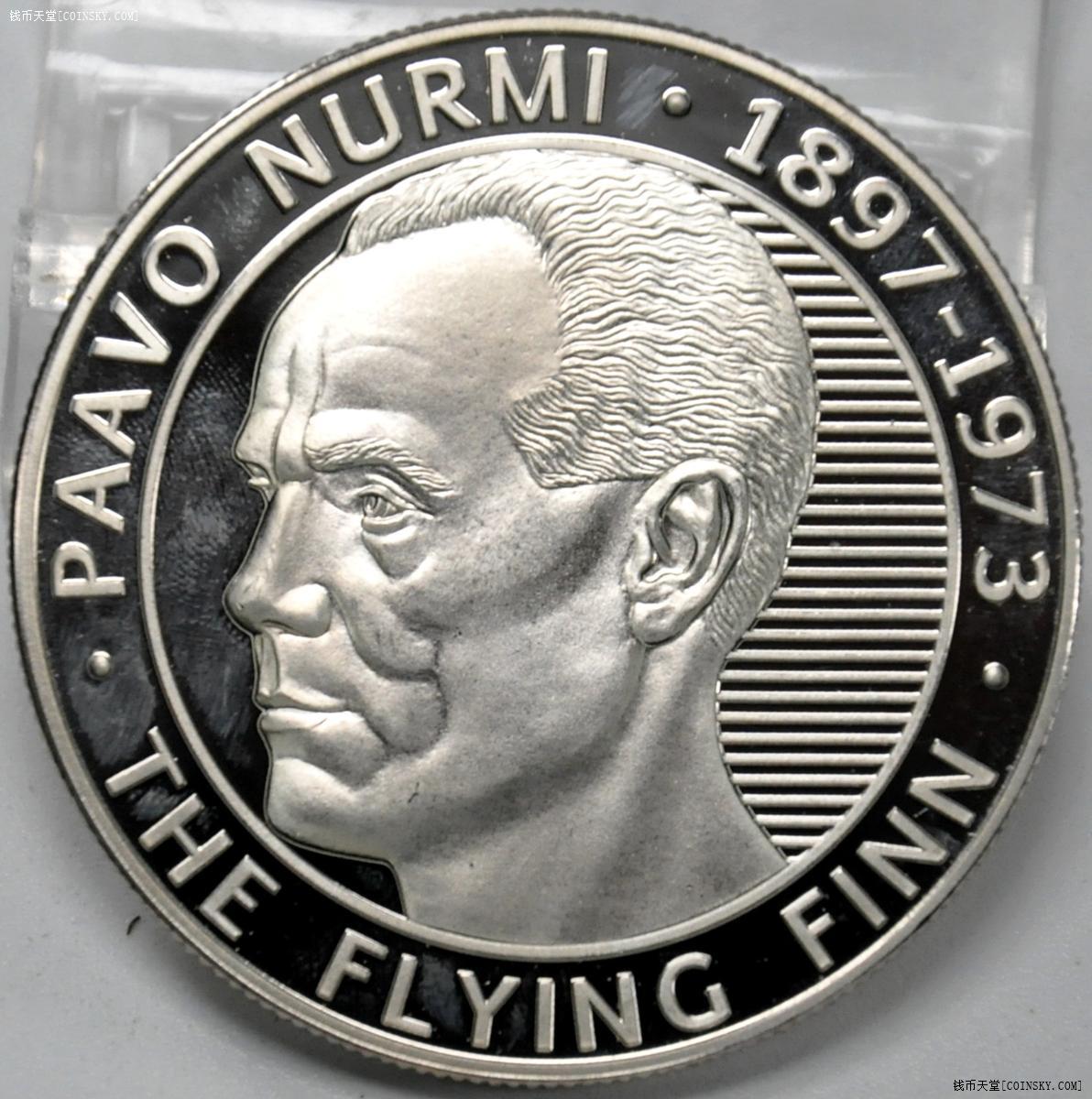 英属纽埃2013年1元精制克朗纪念币 芬兰飞人帕沃61鲁米