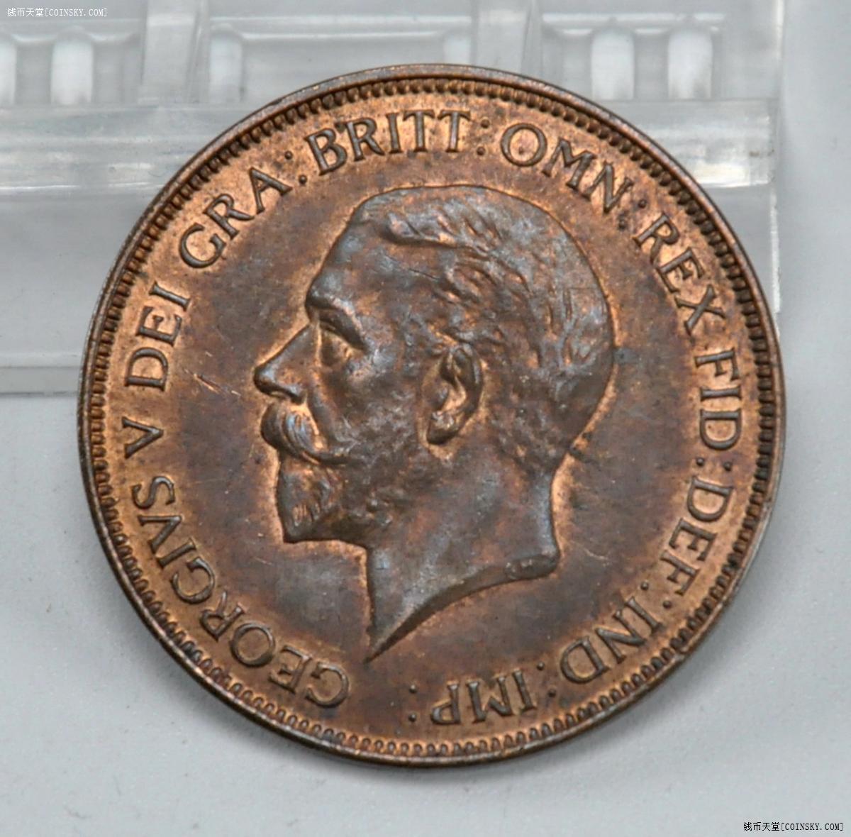 英国1936年乔治五世1便士铜币unc