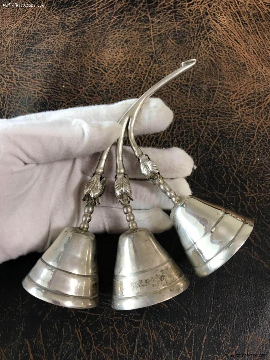 银器纯银铃铛铃兰花三铃铛召唤铃146克925银