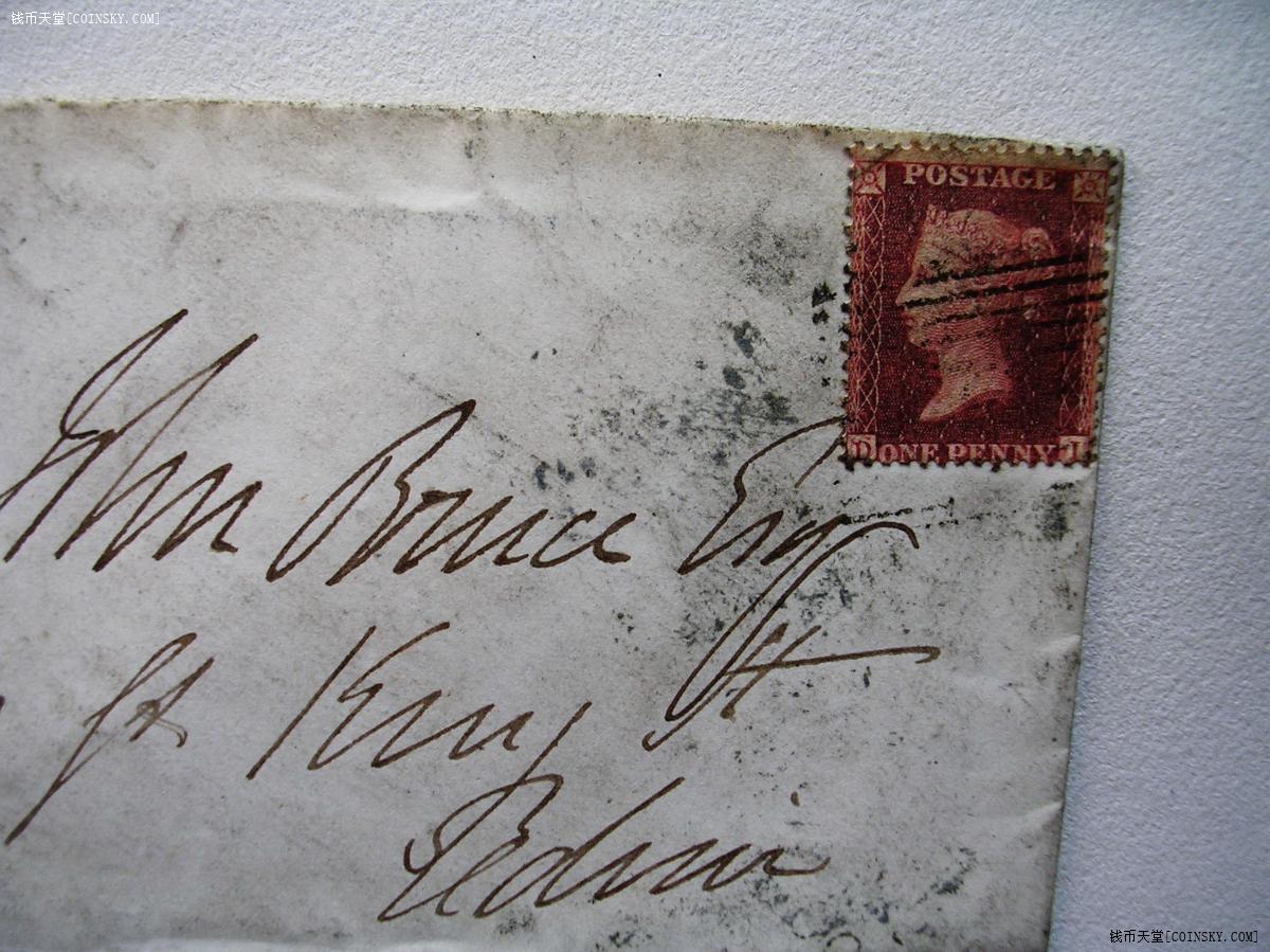 1858年.带钢印花.红便士一枚
