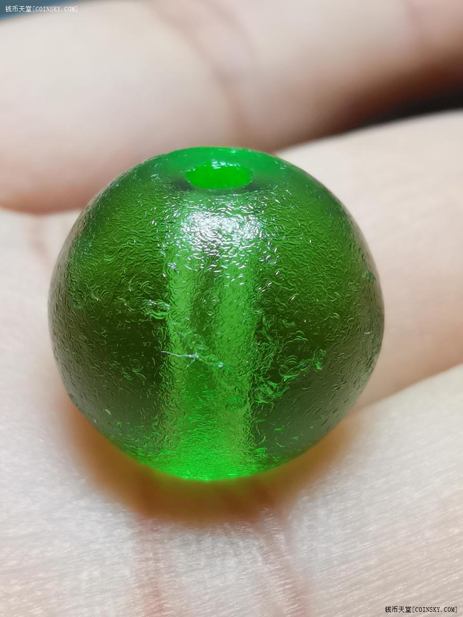 钱币天堂·交易区详情·柳人魏 清仿阳绿翡翠琉璃珠 多宝百搭首选