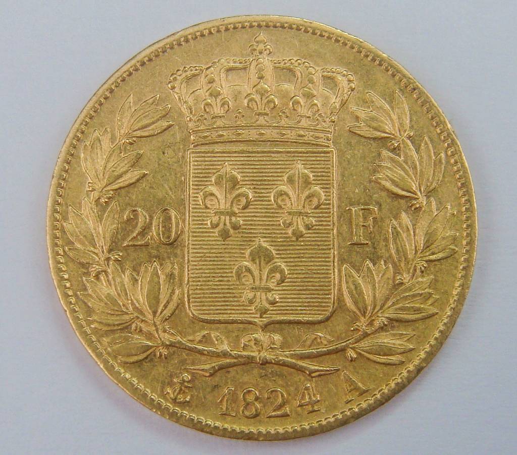 1824年法国路易十八20法郎金币