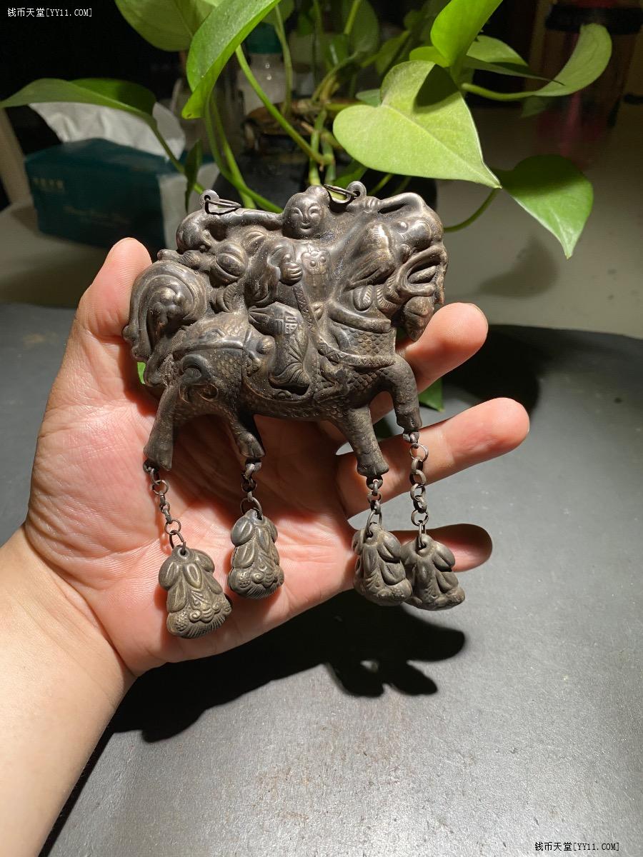艺拍天堂·交易区详情·极美品清代麒麟送子大银锁