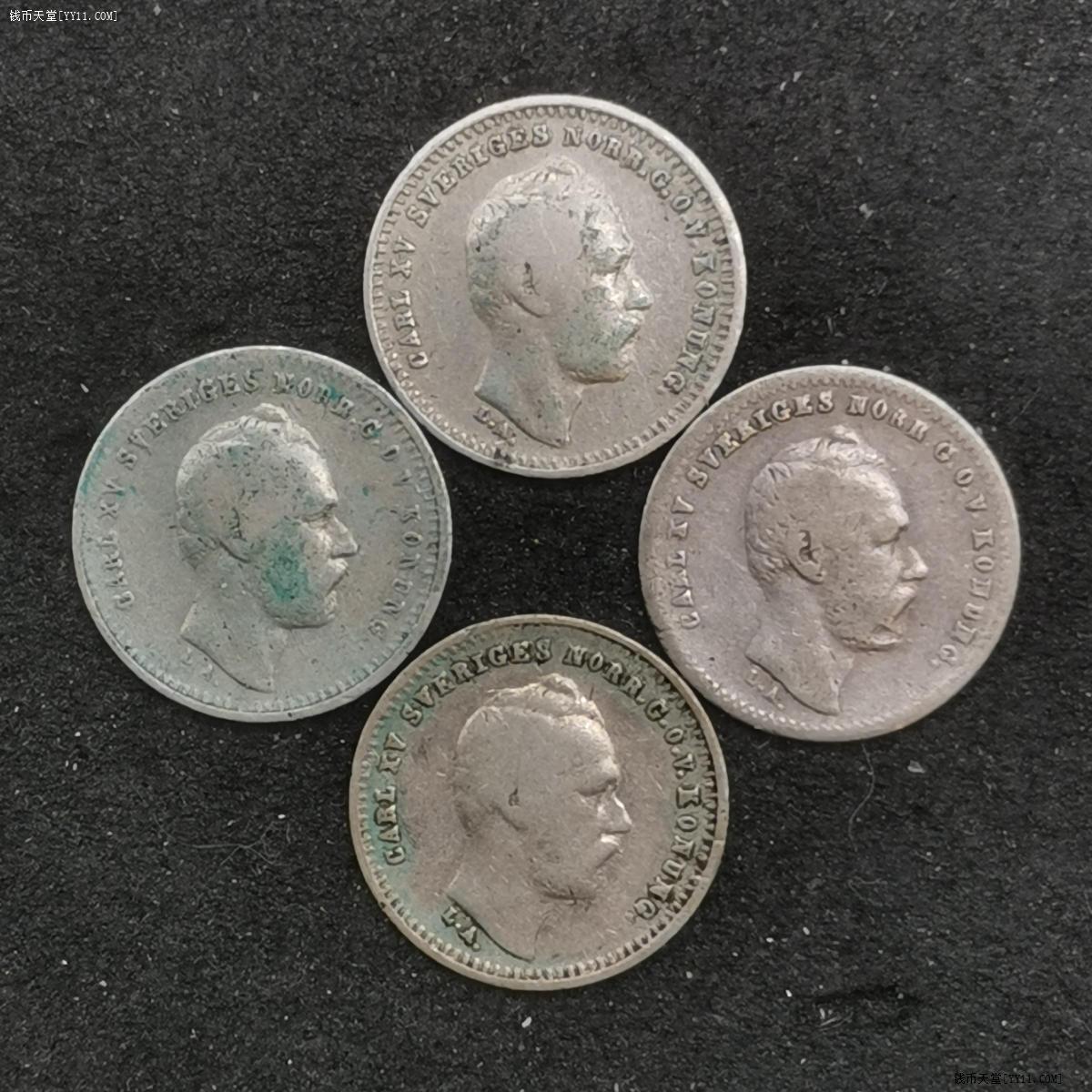 钱币天堂·交易区详情·瑞典1864-71年10欧尔银币四枚