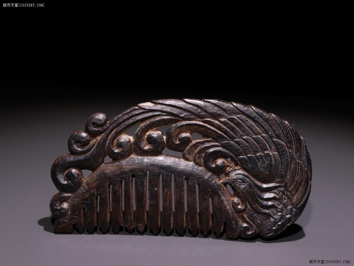 旧藏,老沉香凤纹梳子.