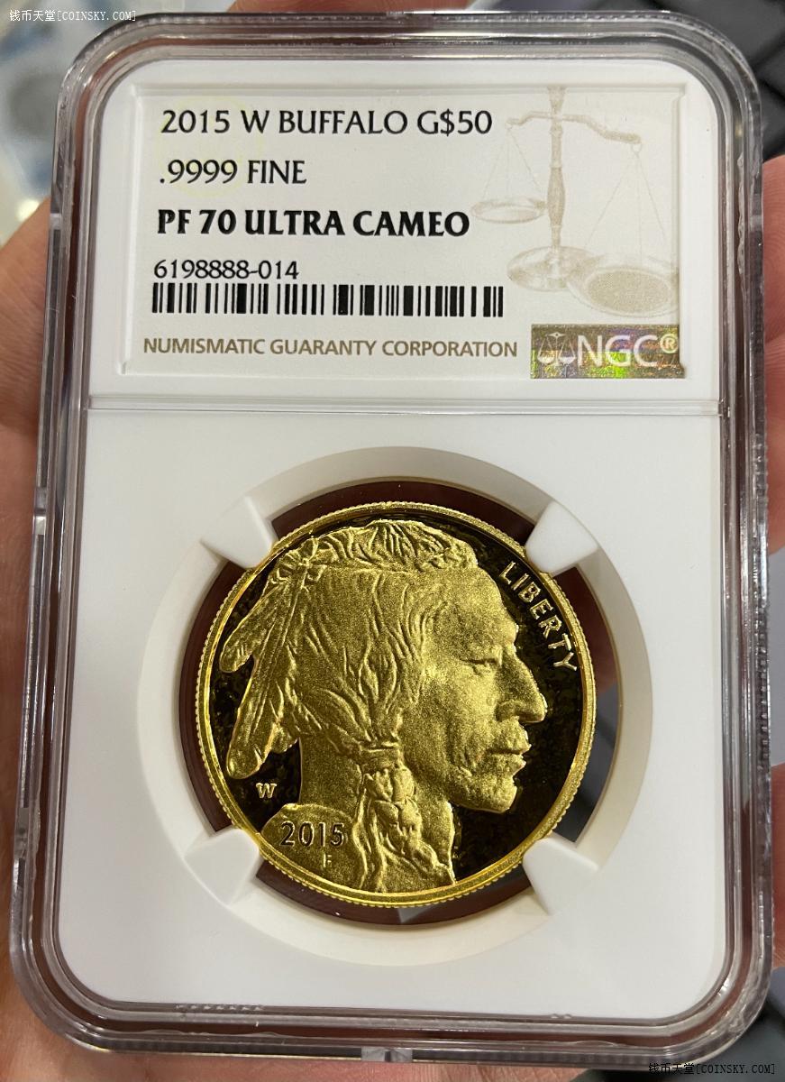 [已售]ngc-pf70uc美国印第安人水牛2015年高浮雕1盎司大金币
