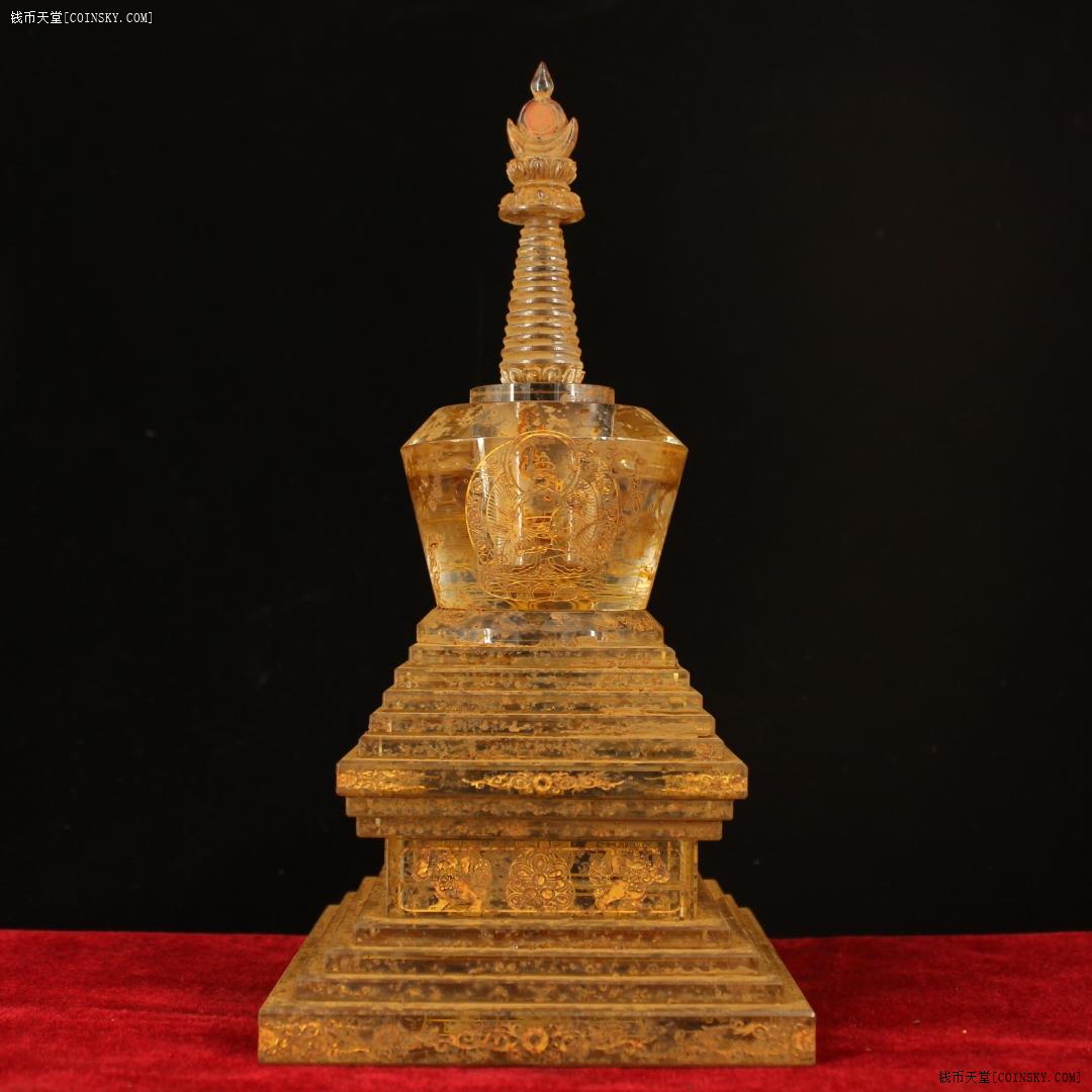 钱币天堂·交易区详情·水晶雕刻经文图腾描金菩提舍利宝塔