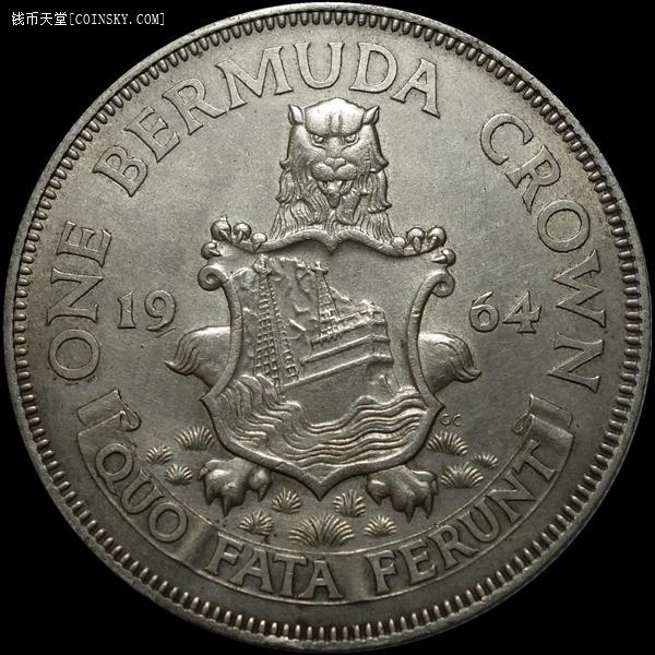 钱币天堂·交易区详情·【雨安代拍】 百慕大1克朗1964年.大银币