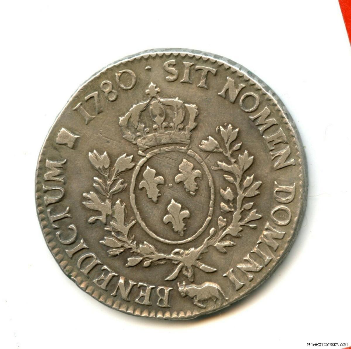 [已售]法国1780年牛版路易十六1埃居大银币难得好品