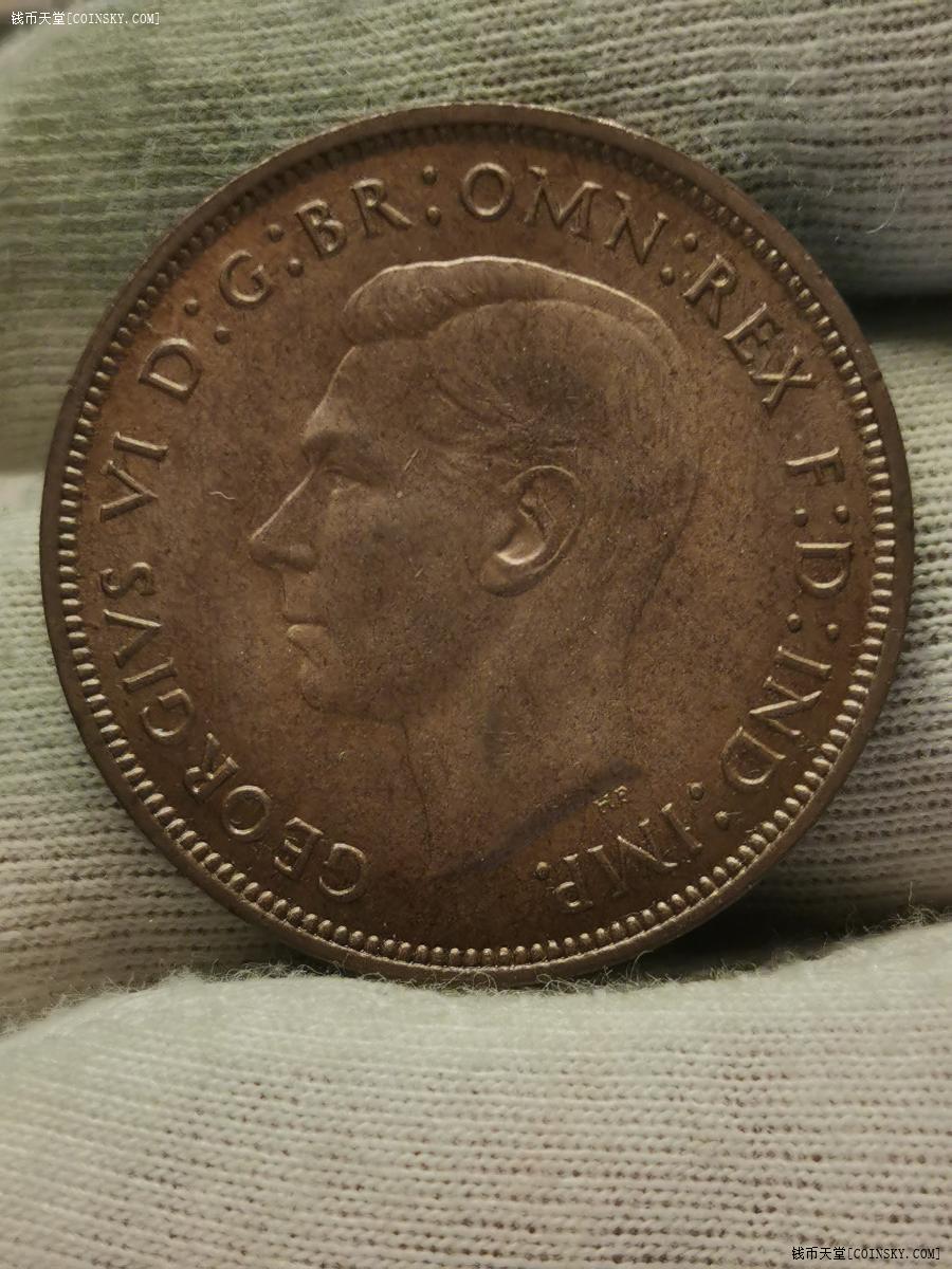 钱币天堂·交易区详情·【暴光完未品】1944年英国乔治六世1便士铜币