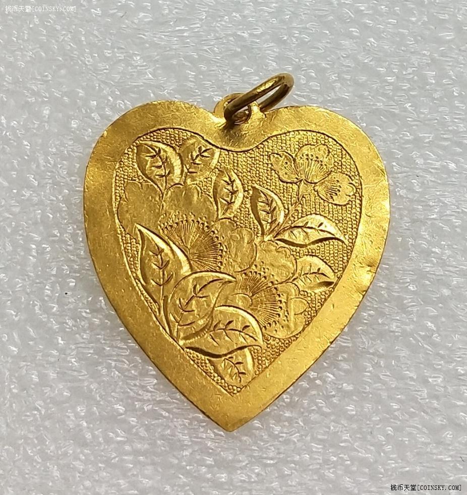 [预订]清末民国 辛 宝成 裕 天足赤 定 花好月圆 花卉纹金锁片