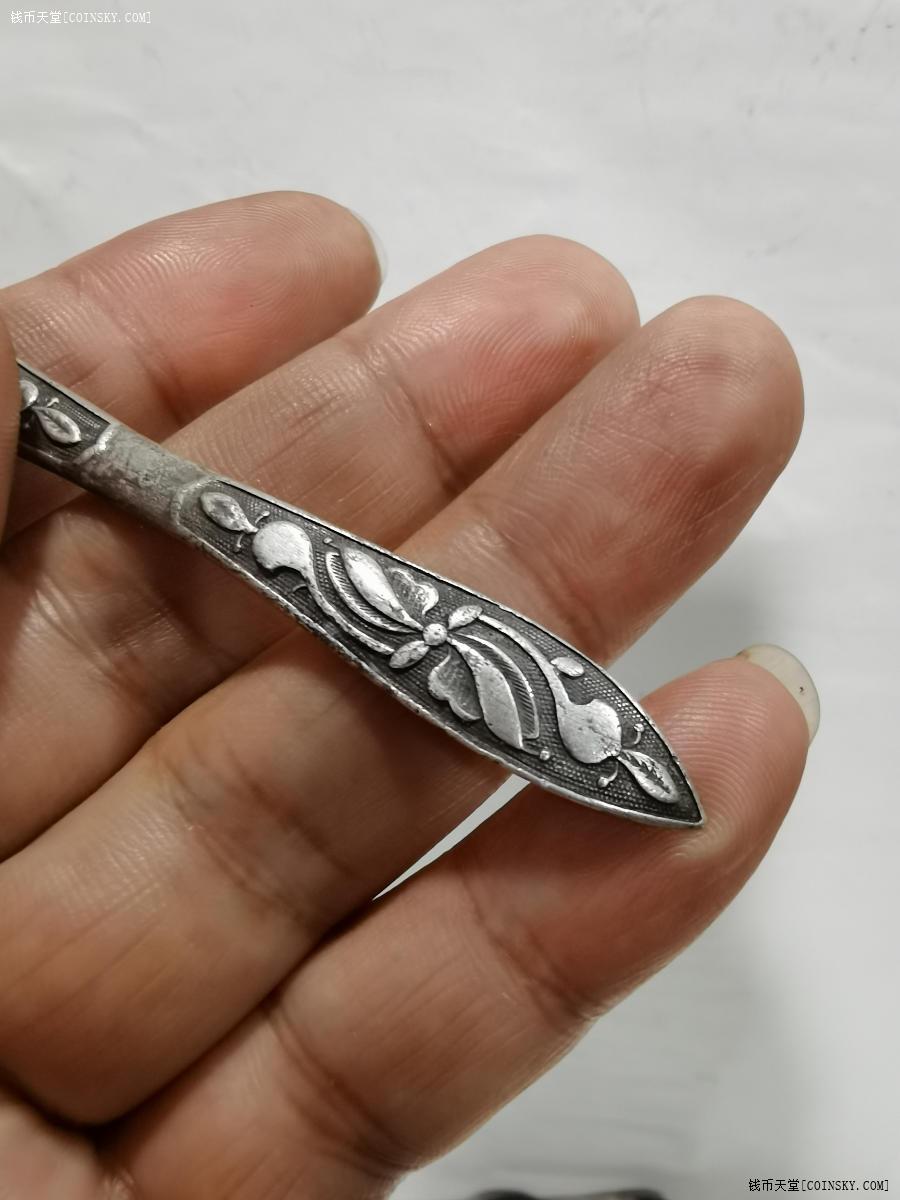钱币天堂·交易区详情·清双款图案漂亮的银双尖发簪(处州祥春)款