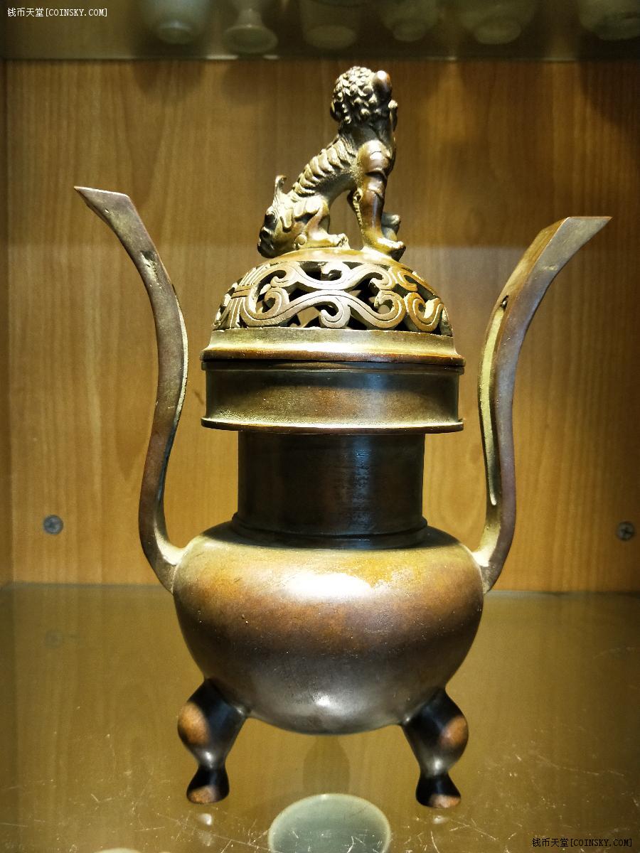 钱币天堂·交易区详情·按工艺品:一个完美精铸厚重仿宣红铜炉,重5.