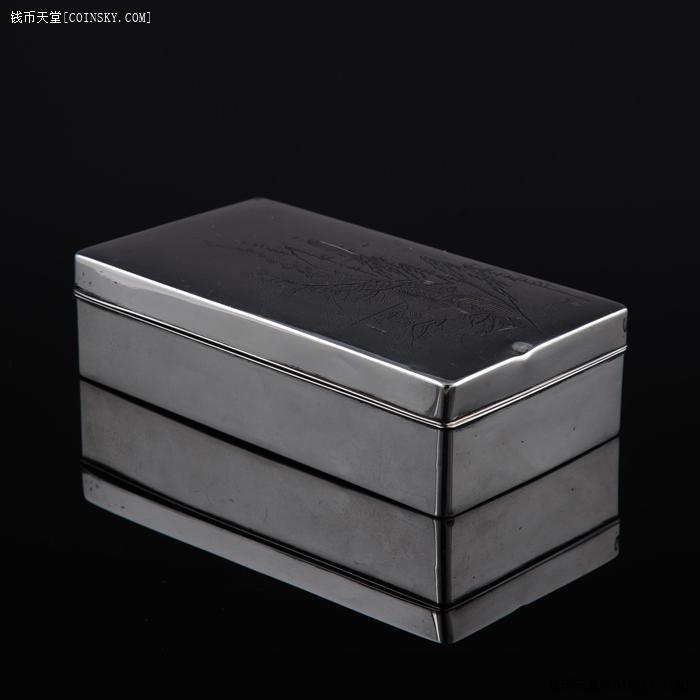 已售232克日本970纯银手工錾刻工笔山水风景纹台式烟盒