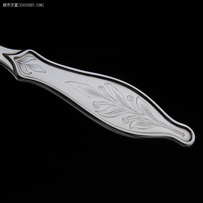 约75克美国19世纪末近全新925纯银錾花开信刀文房用品