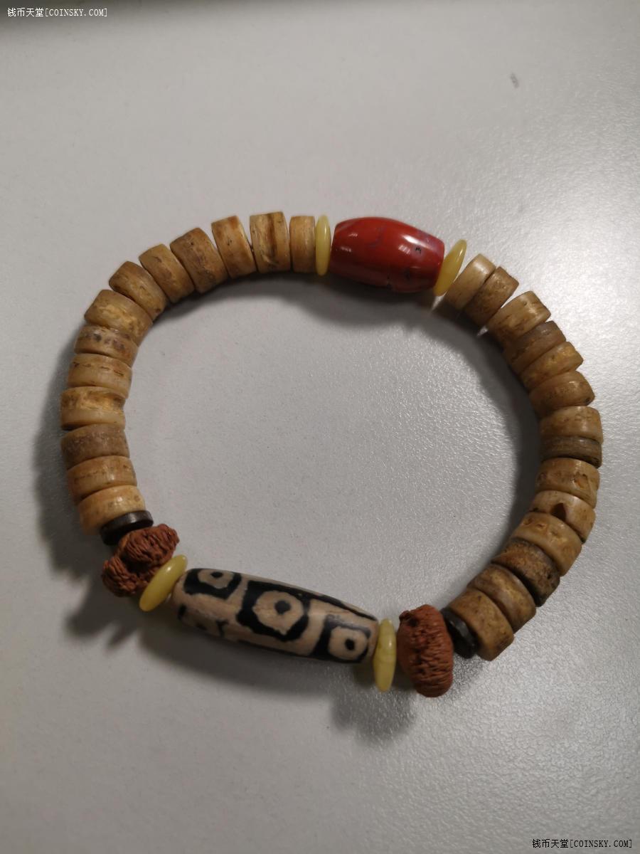 钱币天堂·交易区详情·绝美九眼料器天珠嘎巴拉藏密手串