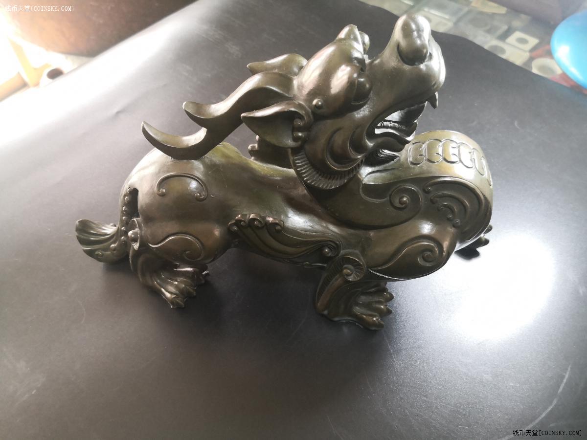 钱币天堂·交易区详情·汉代风格铜质麒麟,工艺一流(左手)