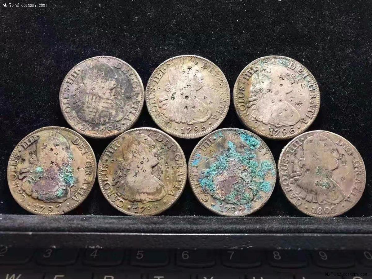 1779年1810年老西班牙双柱贸易银币不同年份22枚