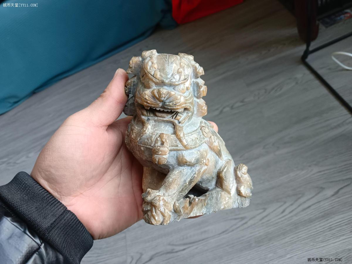 中国古美術【寿山田黄石 獅子】滄作款 旧蔵重器 細密彫 手彫り 細作