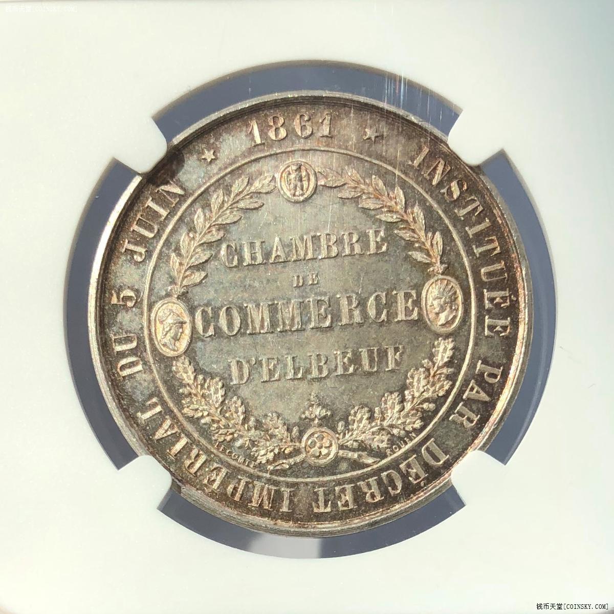 ngc-ms63法国1861年蜂巢银章