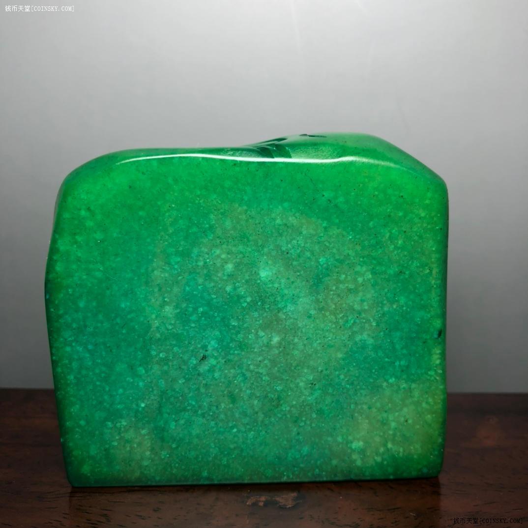 钱币天堂·交易区详情·珍藏 绿田黄石雕刻《雨中漫步》印章 石质细腻