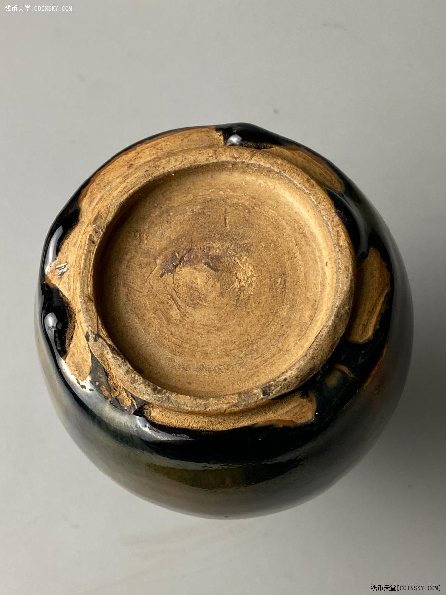 钱币天堂·交易区详情·金元时期 北方窑口黑釉盘口瓶 全品 底足歪斜