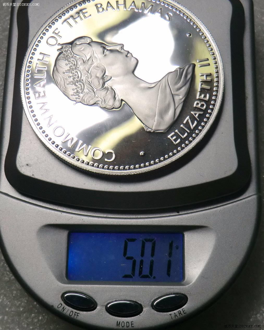 原盒巴哈马1973年独立十字军风帆战船15盎司银币重50克925银