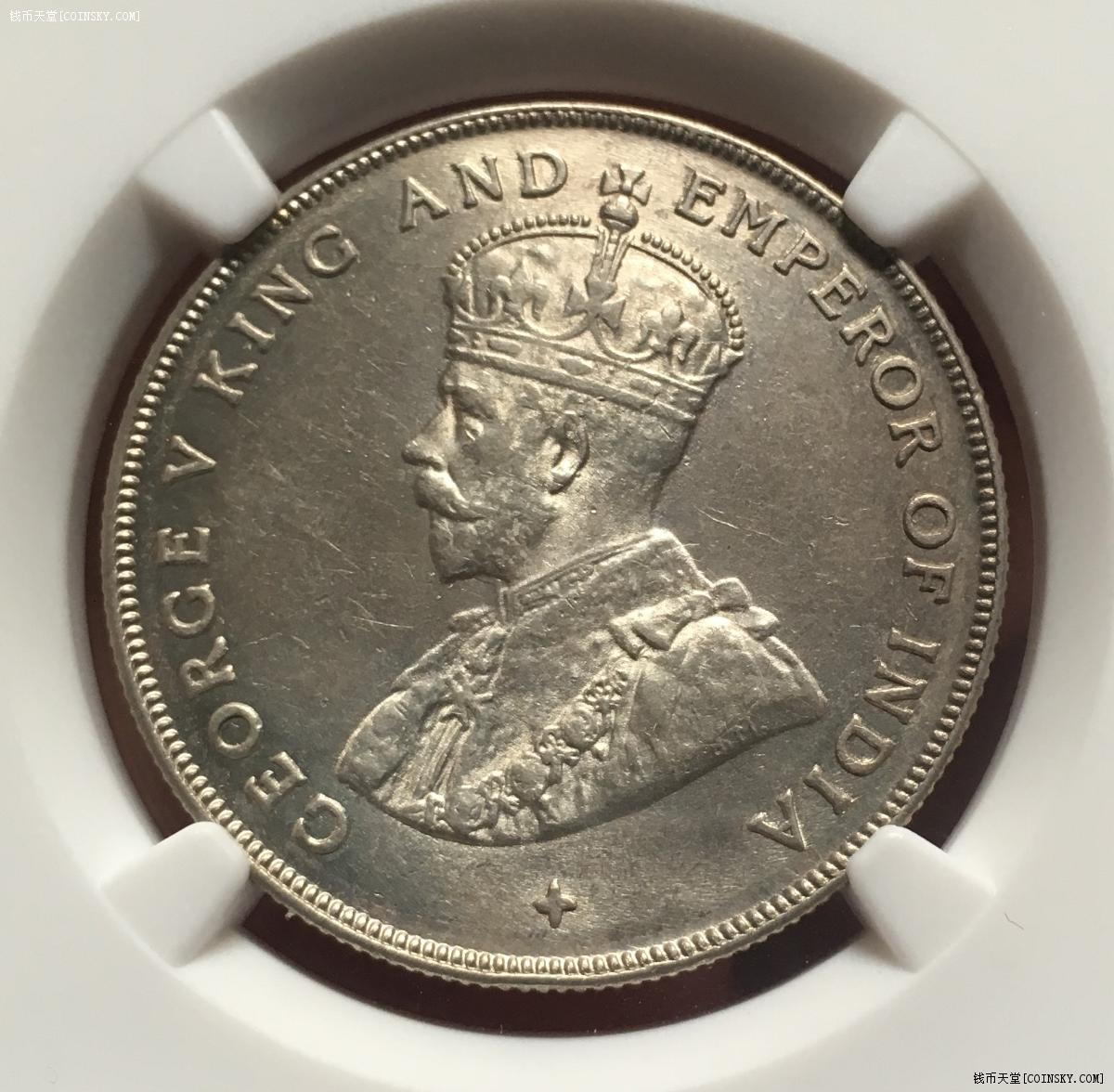 ngc-ms61 英属海峡殖民地1920年乔治五世壹圆银币