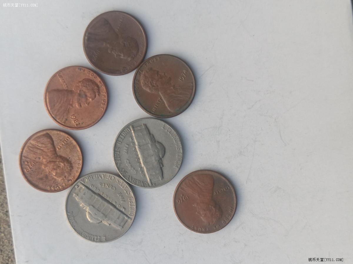 钱币天堂·交易区详情·上世纪1960-1990年美国硬币一组7枚一起