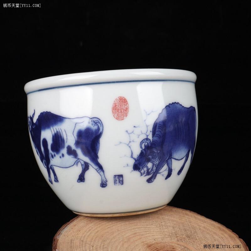 钱币天堂·交易区详情·一线新收 瓷器 青花 五牛图纹 杯