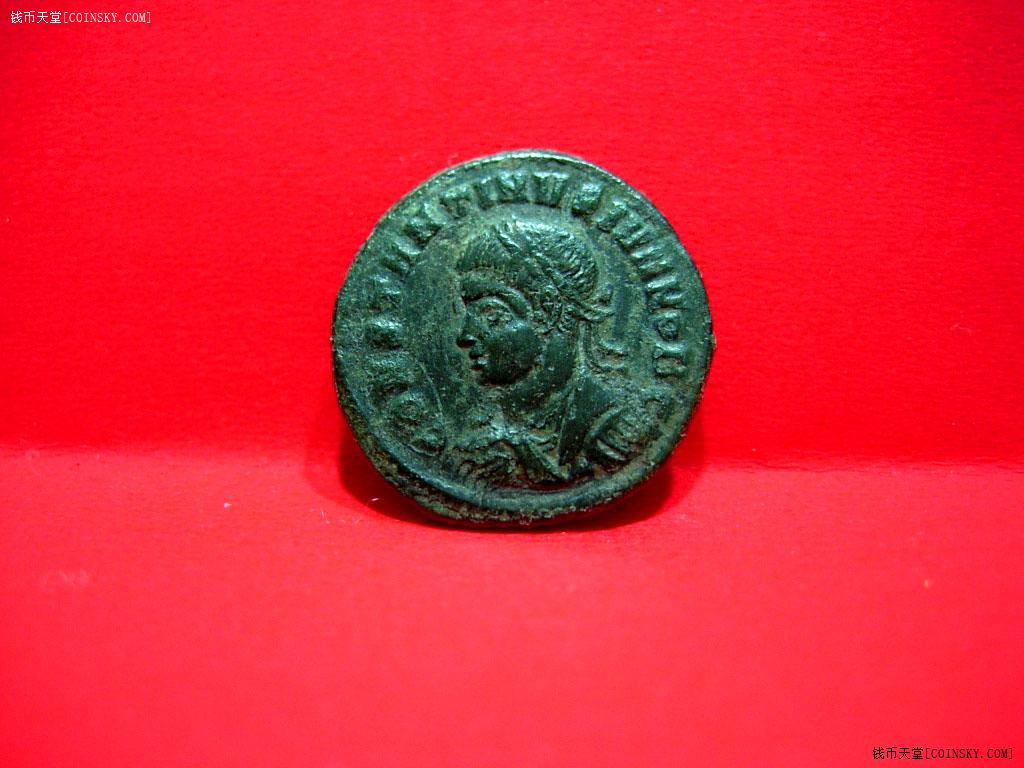 美品罗马君士坦丁提乌斯二世长袍花环左面像铜币