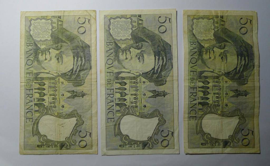 钱币天堂·交易区详情·法国50法郎3张