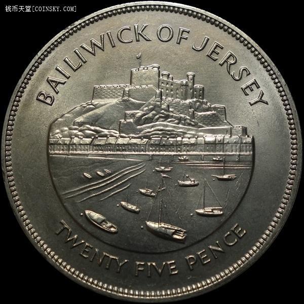 钱币天堂·交易区详情·【雨安代拍】 泽西25便士1977年.克朗型