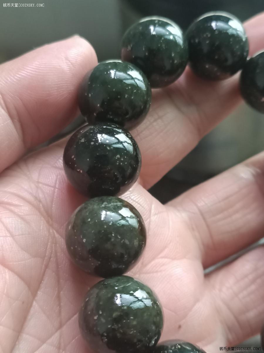 钱币天堂·交易区详情·新疆和田玉籽料手串金星黑青1.