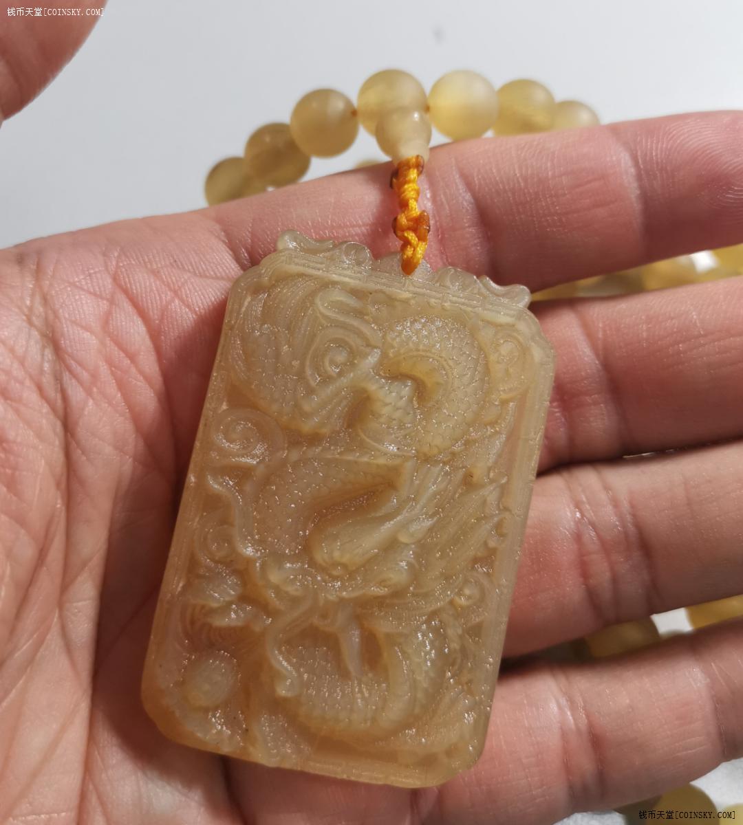 钱币天堂·交易区详情·稀少北山羊角精雕《中国龙》全套佛珠挂饰一套