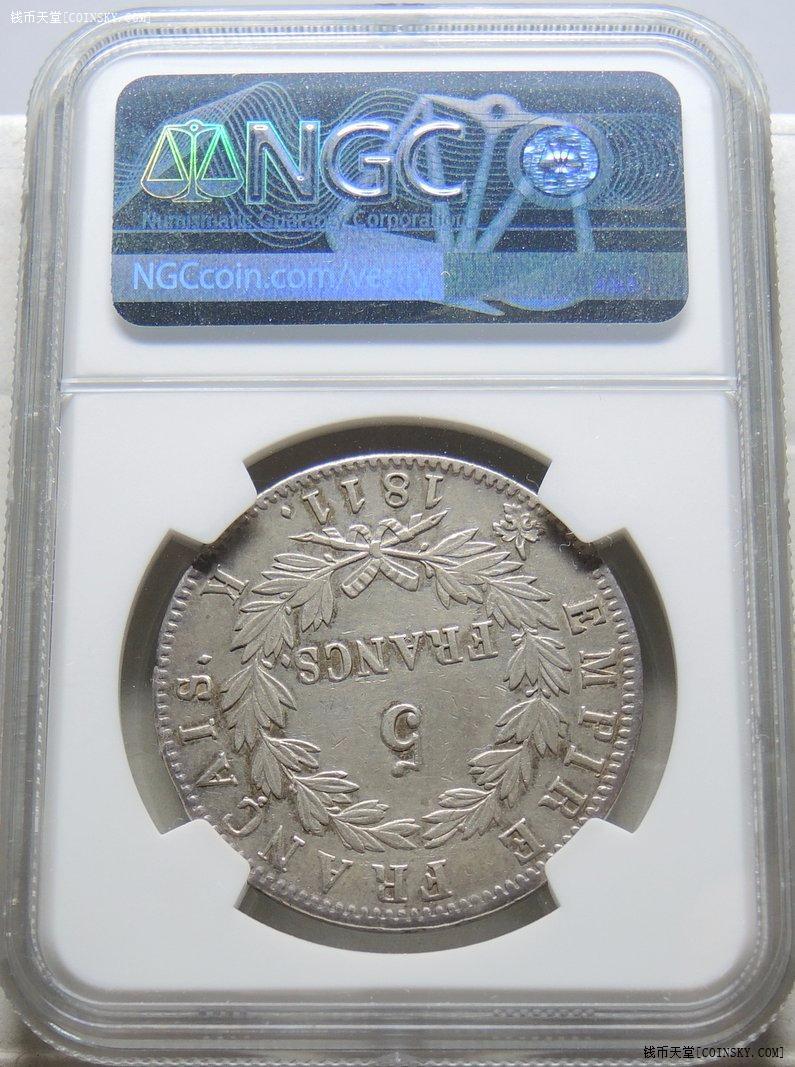 【ngc au】法国1811年拿破仑一世5法郎大银币